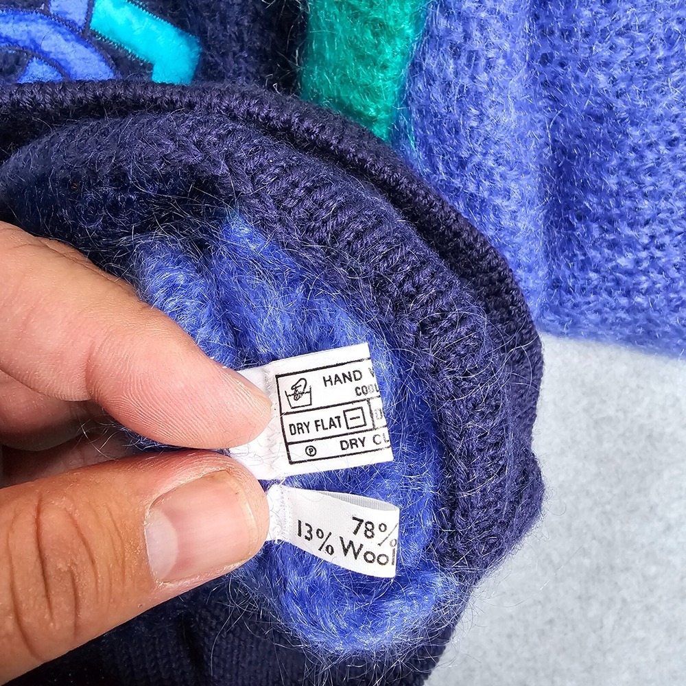Vintage Blarney Woolen Mills Ireland Sweater Size L Mohair 80s Colorblock Fuzzy - Picture 3 of 14